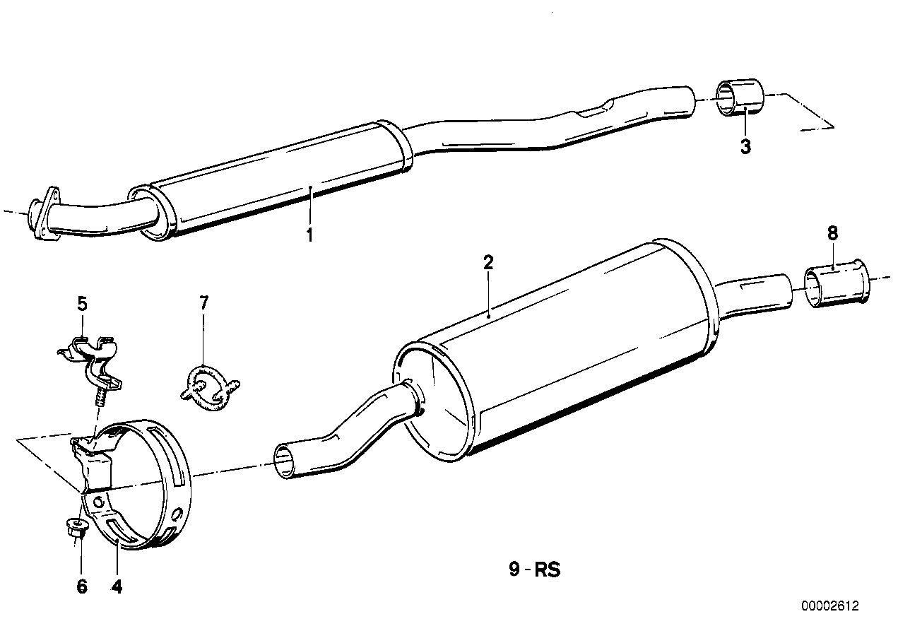 Genuine BMW 18101719214 E30 Rear Muffler (Inc. 316)