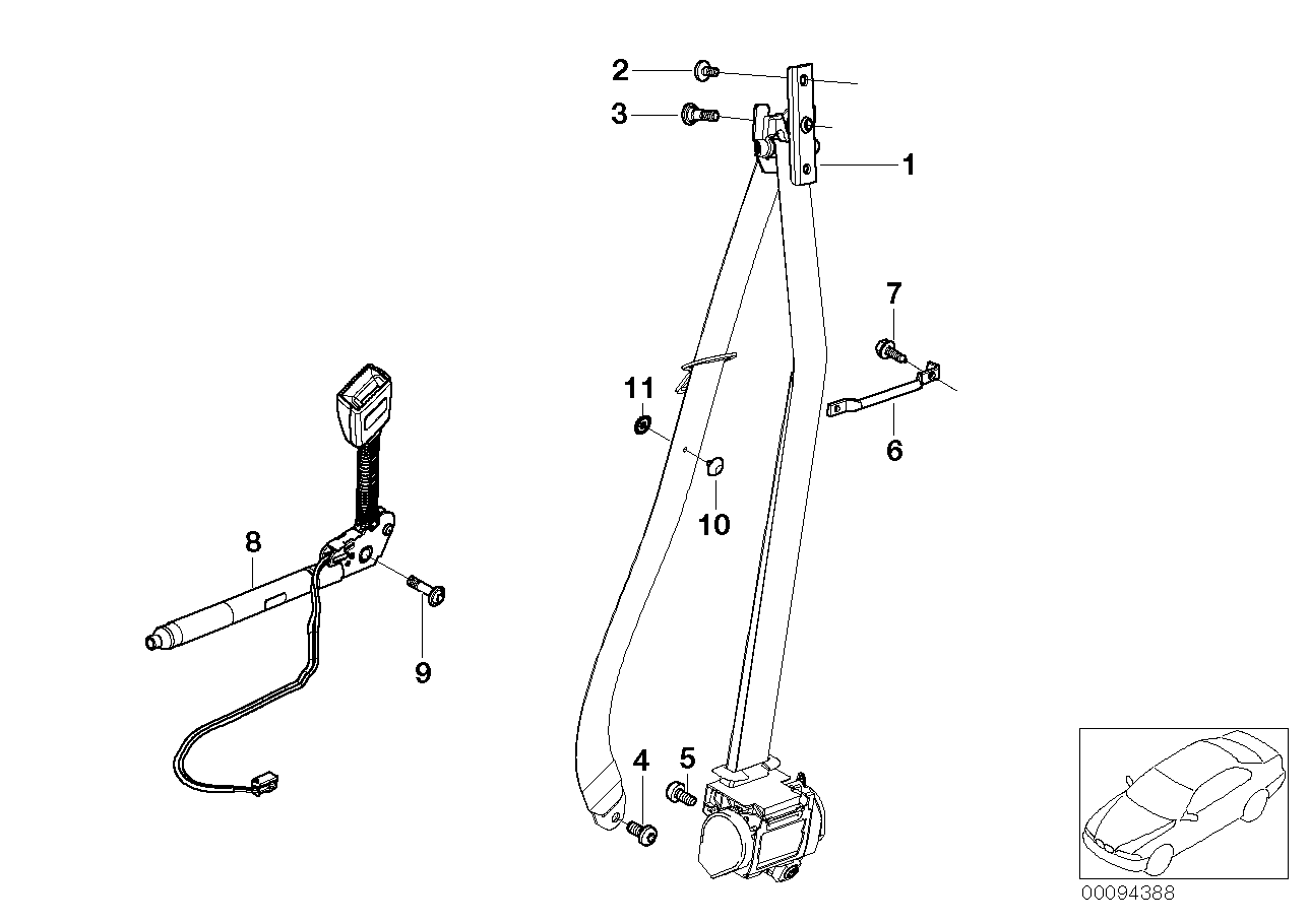 Genuine BMW 72117168482 E66 E67 RR1 Belt Holder (Inc. Alpina B7, Phantom EWB & 745Li)