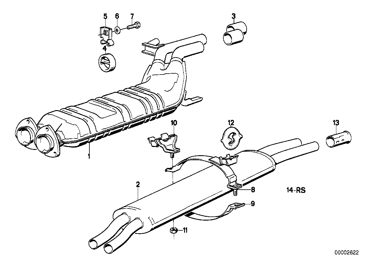 Genuine BMW 18121178273 E23 Rear Muffler (Inc. 735i)