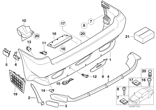 Genuine BMW 51127062597 E53 Bumper Trim Panel, Primed, Rear (Inc. X5)