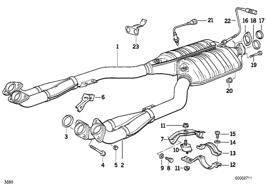 Genuine BMW 18311723987 E31 E32 E34 Exhaust Support A5S 560Z (Inc. 740iL, 540i & 740i)