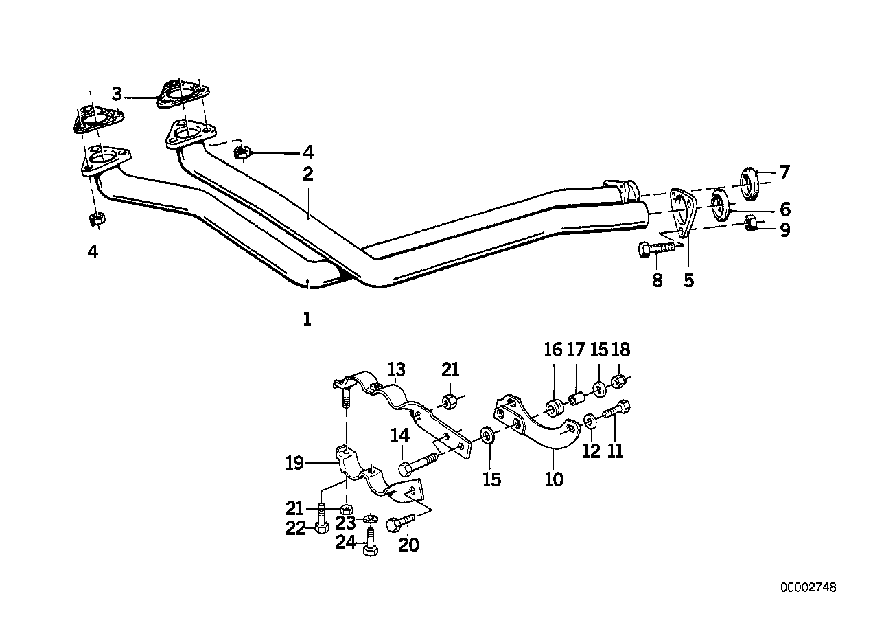Genuine BMW 18111178075 E30 Exhaust Pipe ZYL.1-3 (Inc. 324d)