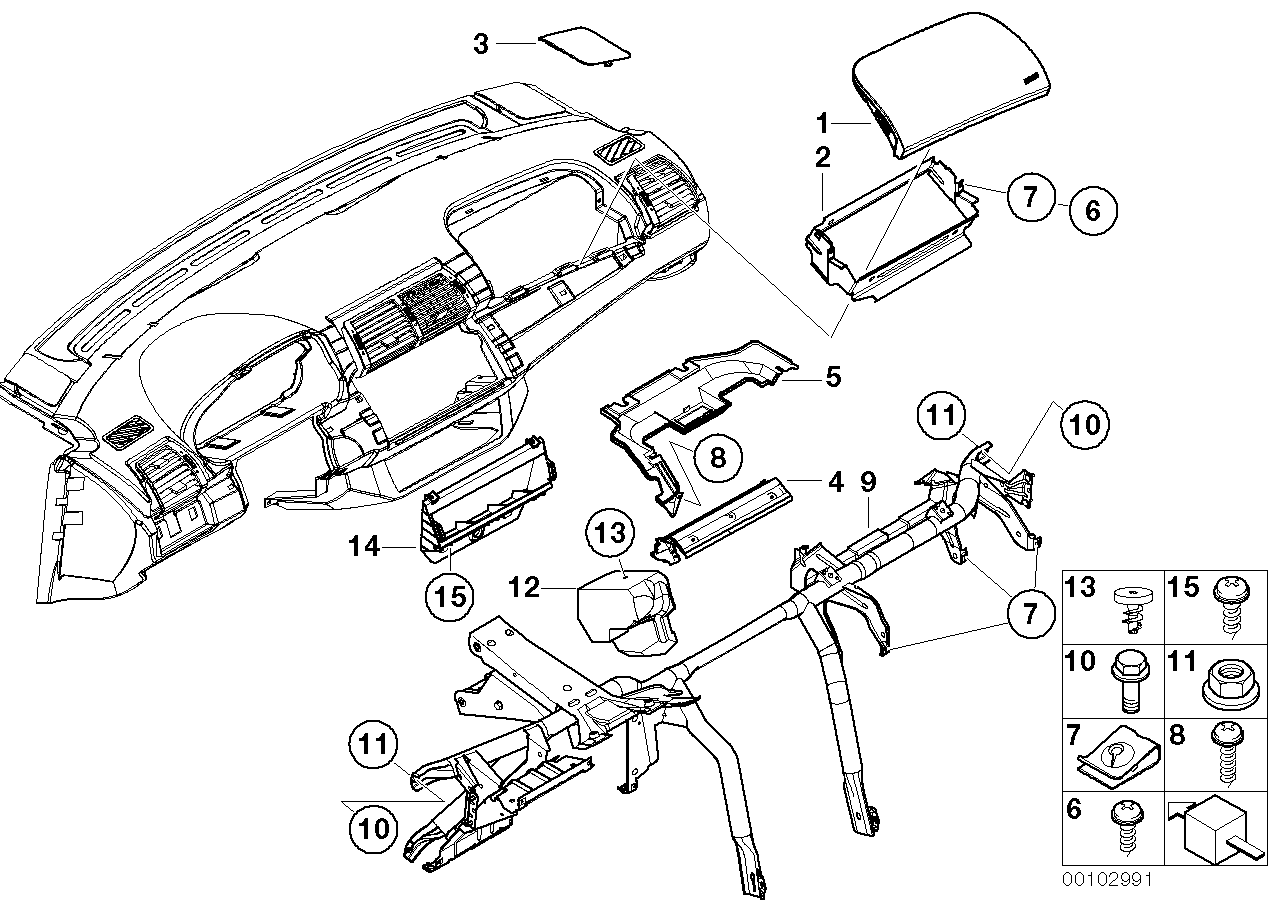 Genuine BMW 51458402255 E53 Bracket, Heating/Air Cond. Control Panel (Inc. X5)