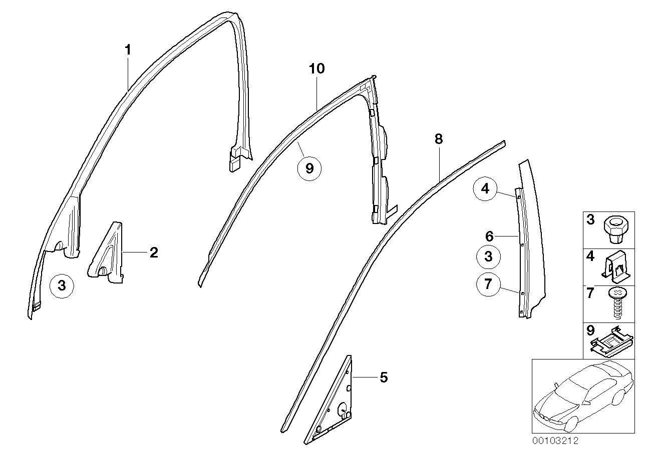 Genuine BMW 51337042185 E65 E66 Cover, Window Frame, Door Front Left (Inc. 750i, Alpina B7 & 740i)