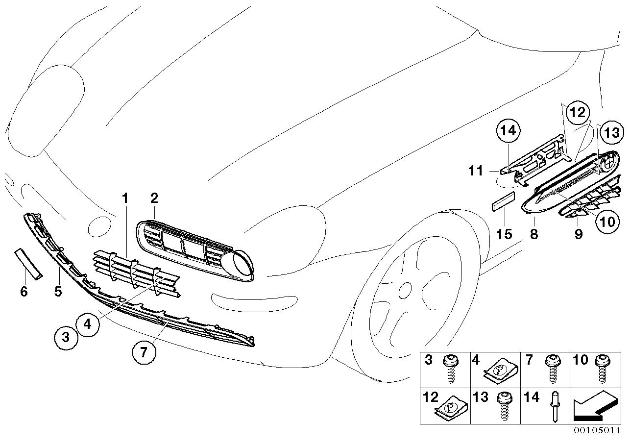 Genuine BMW 51117027588 E52 Grid, Bumper Front (Inc. Alpina V8 & Z8)