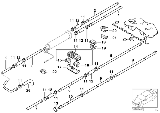 Genuine BMW 16121184175 E38 Rear Fuel Return Line (Inc. 735i, 740i & 740iL)