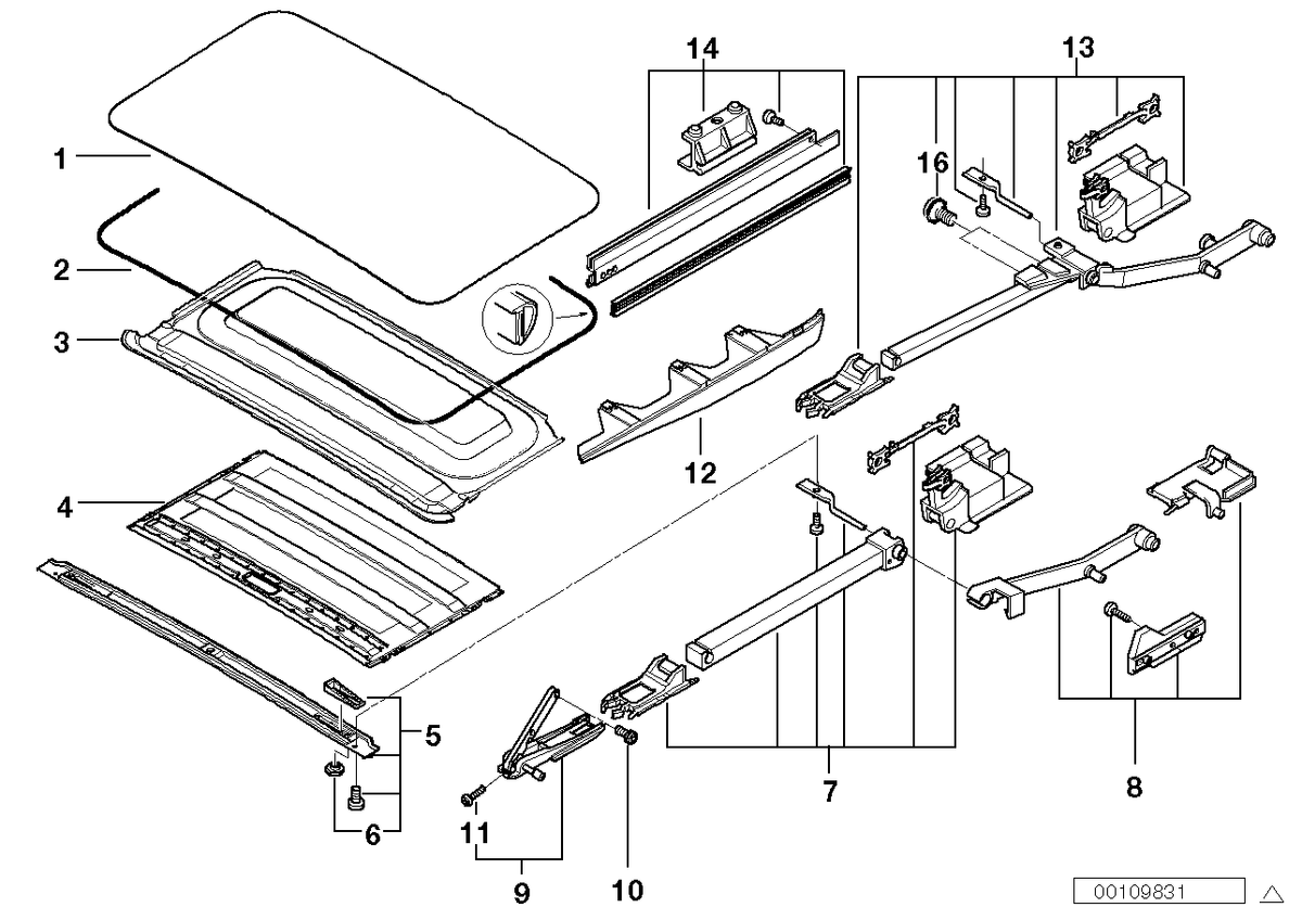 Genuine BMW 54122491513 E39 Ceiling Frame Covered Velours ANTHRAZIT (Inc. 520d, 525tds & 525td)