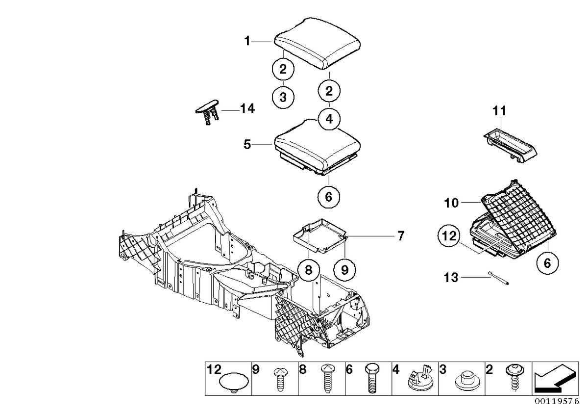 Genuine BMW 51167077524 E53 Cover, Center Arm Rest HELLBEIGE2 (Inc. X5)