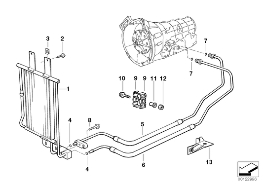 Genuine BMW 17221742483 E31 Oil Cooling Pipe Inlet A5S440Z (Inc. 840Ci)