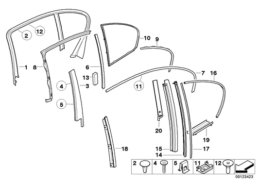 Genuine BMW 51358022211 E66 E67 Finisher Window Frame Top Rl Door GLANZSCHWARZ (Inc. 745LiS, 760LiS & 760Li)