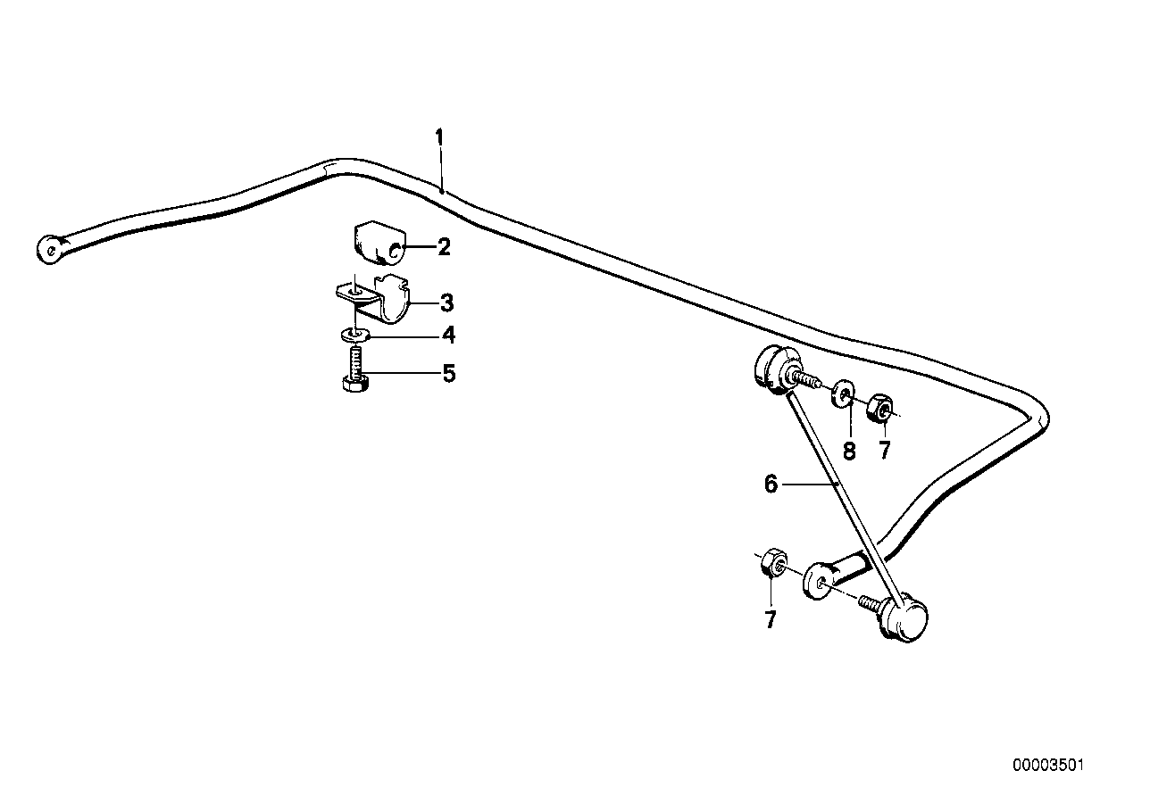 Genuine BMW 31351127388 E24 Stabilizer, Front D=19mm (Inc. 628CSi, 635CSi & 633CSi)