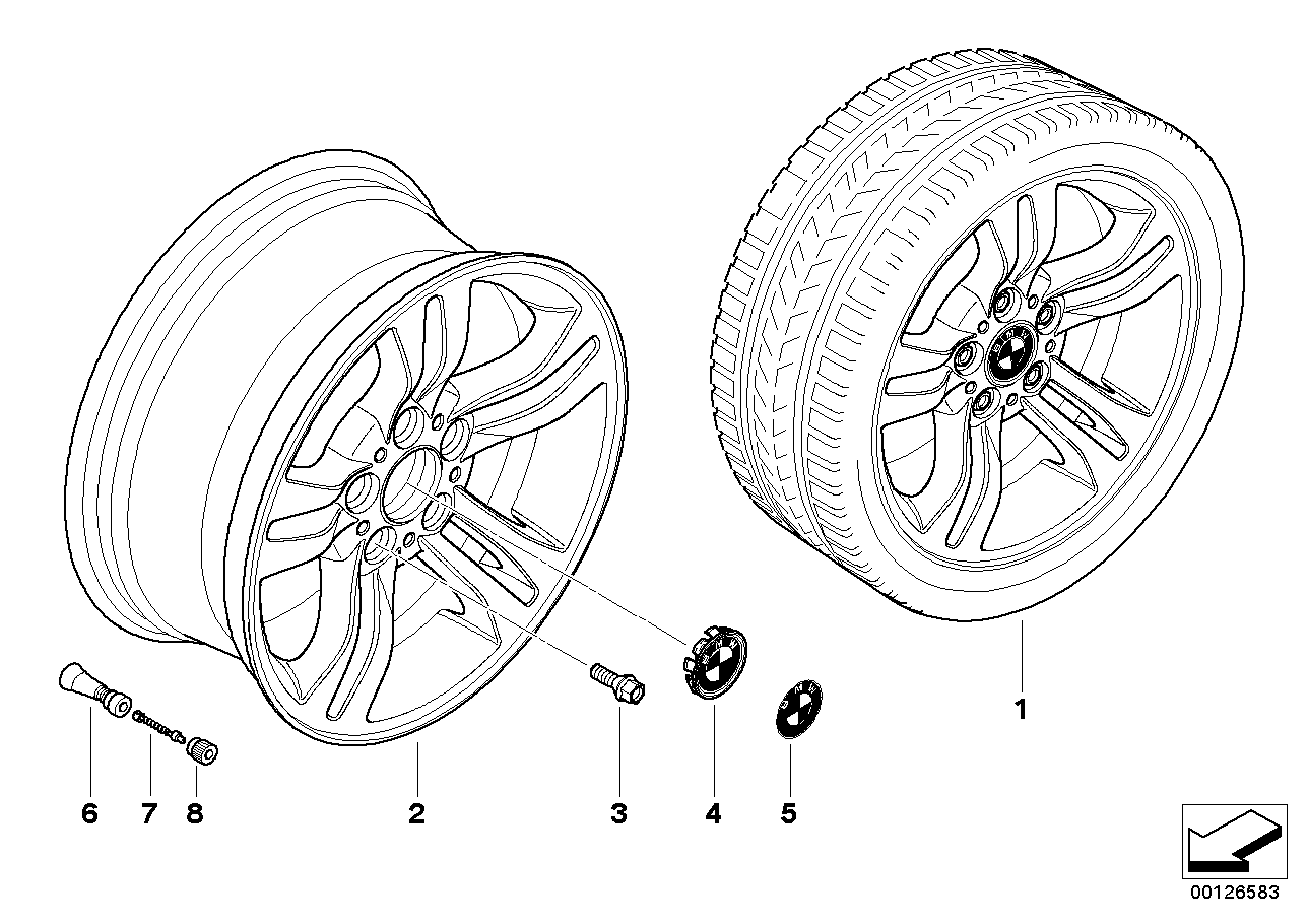 Genuine BMW 36113401200 E83 Light Alloy Rim 8JX17 ET:46 (Inc. X3)