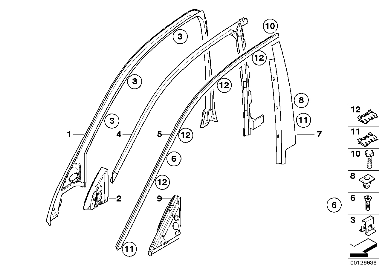 Genuine BMW 51337897668 E60 E61 Finisher Window Frame Top Fr Door GLANZSCHWARZ (Inc. 525i, 530xi & 523i)