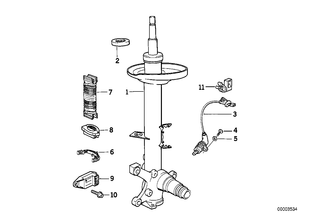 Genuine BMW 31311138554 E31 Front Right Spring Strut (Inc. 850Ci)