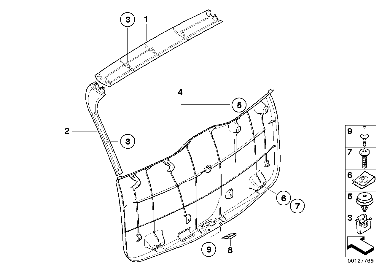 Genuine BMW 51493412805 E83 Upper Trunk Lid Trim Panel SANDBEIGE (Inc. X3)