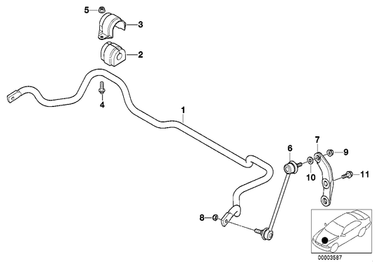 Genuine BMW 31351093793 E39 Stabilizer, Front D=24,5mm (Inc. 535i & 540i)