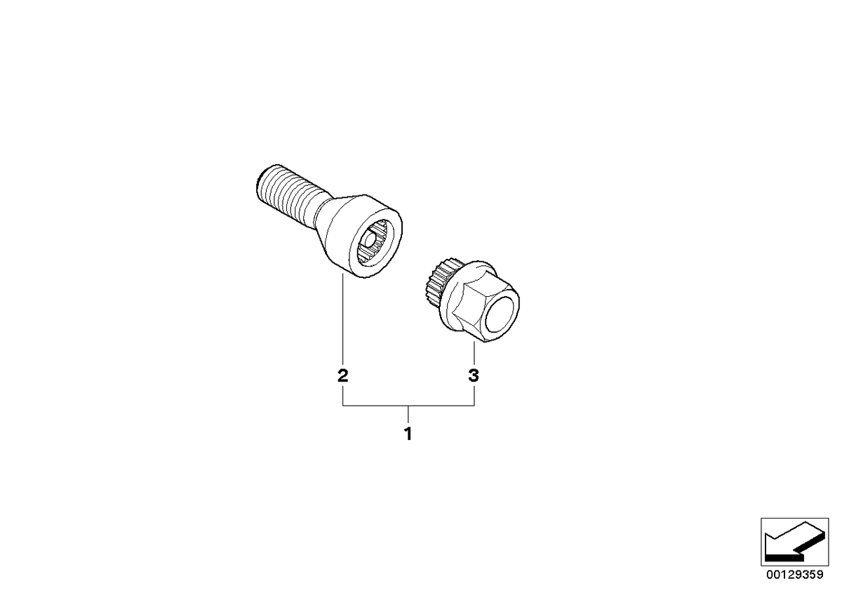 Genuine BMW 36136786493 E65 E83 Wheel Bolt With Code CODE 38 (Inc. 745i, X3 2.5i & 730d)