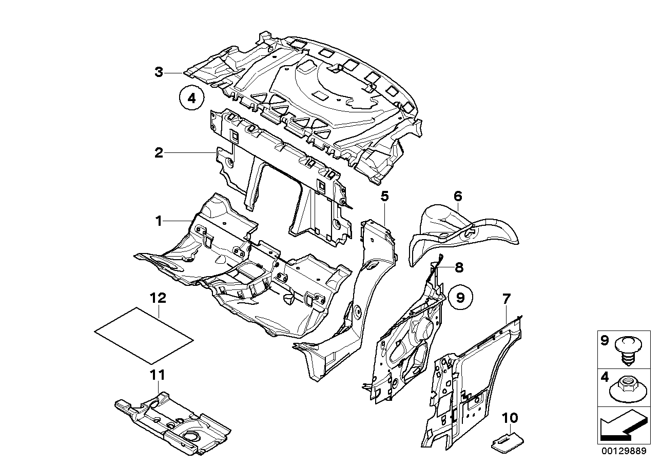 Genuine BMW 51487025012 E64 Sound Insulation, Side Panel, Rear Right (Inc. 645Ci, 650i & 630i)