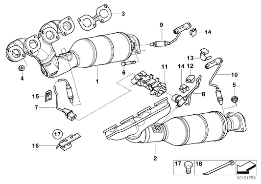 Genuine BMW 18407522554 E65 E60 E66 Rp-Exhaust Manifold With Catalytic Conv. ZYL. 1-4 (EU3) (Inc. 745i, 545i & 645Ci)