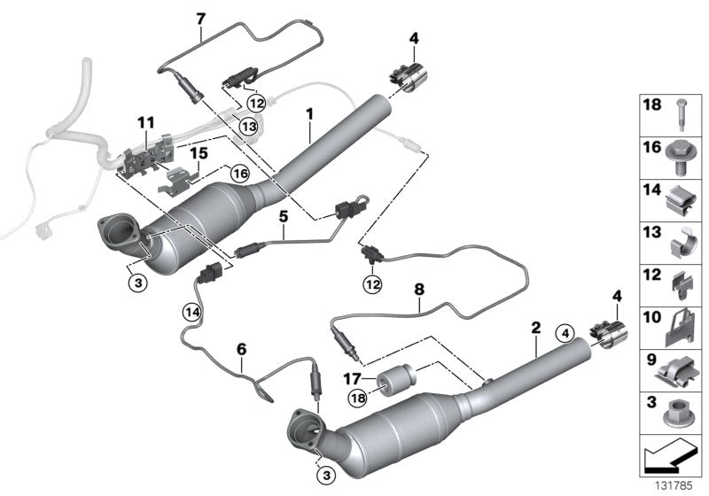 Genuine BMW 18307544137 E53 Rp-Exhaust Pipe Catalytic Conv. Cyl. 5-8 ZYL.5-8 (Inc. X5 4.4i)