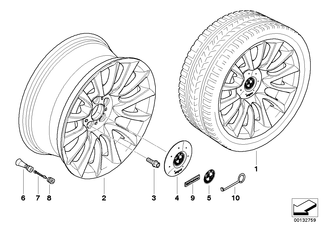 Genuine BMW 36117897256 E63 E64 Light Alloy Rim 81/2JX19 ET:14 (Inc. 645Ci, 650i & 630i)