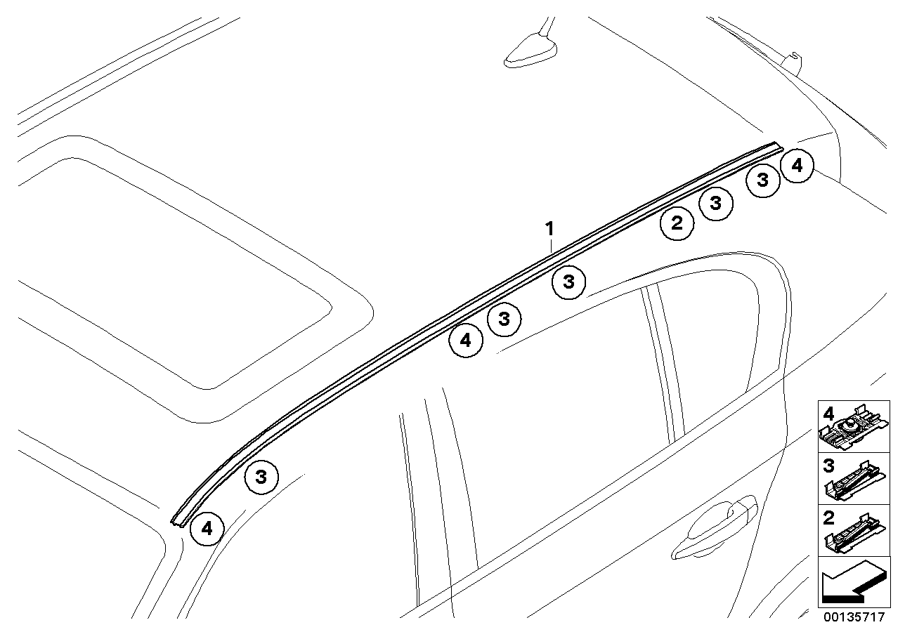 Genuine BMW 51137146469 E61 Roof Molding Prime-Coated Left (Inc. 545i, 525xi & 530d)