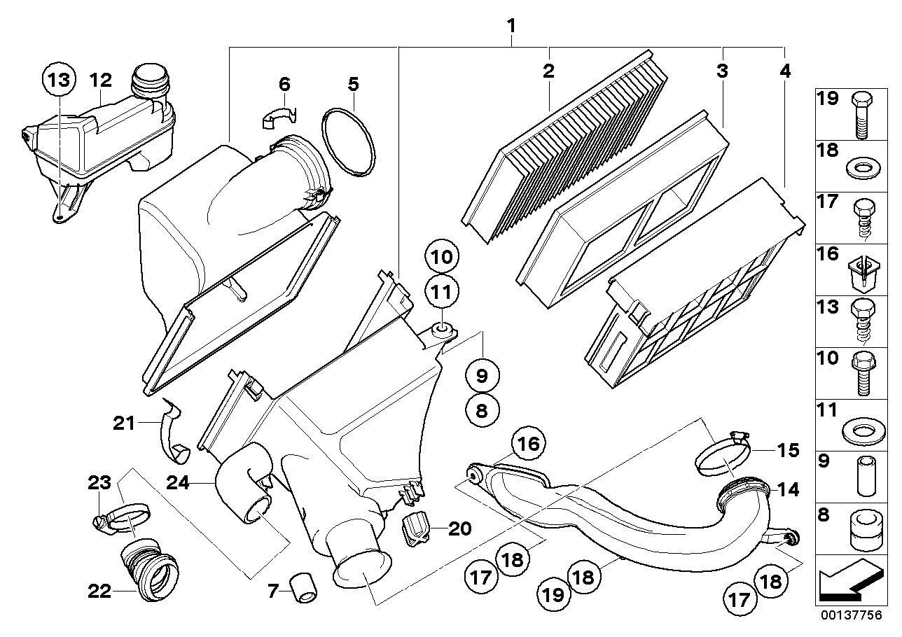 Genuine BMW 13711436679 E39 Intake Muffler (Inc. 523i & 528i)