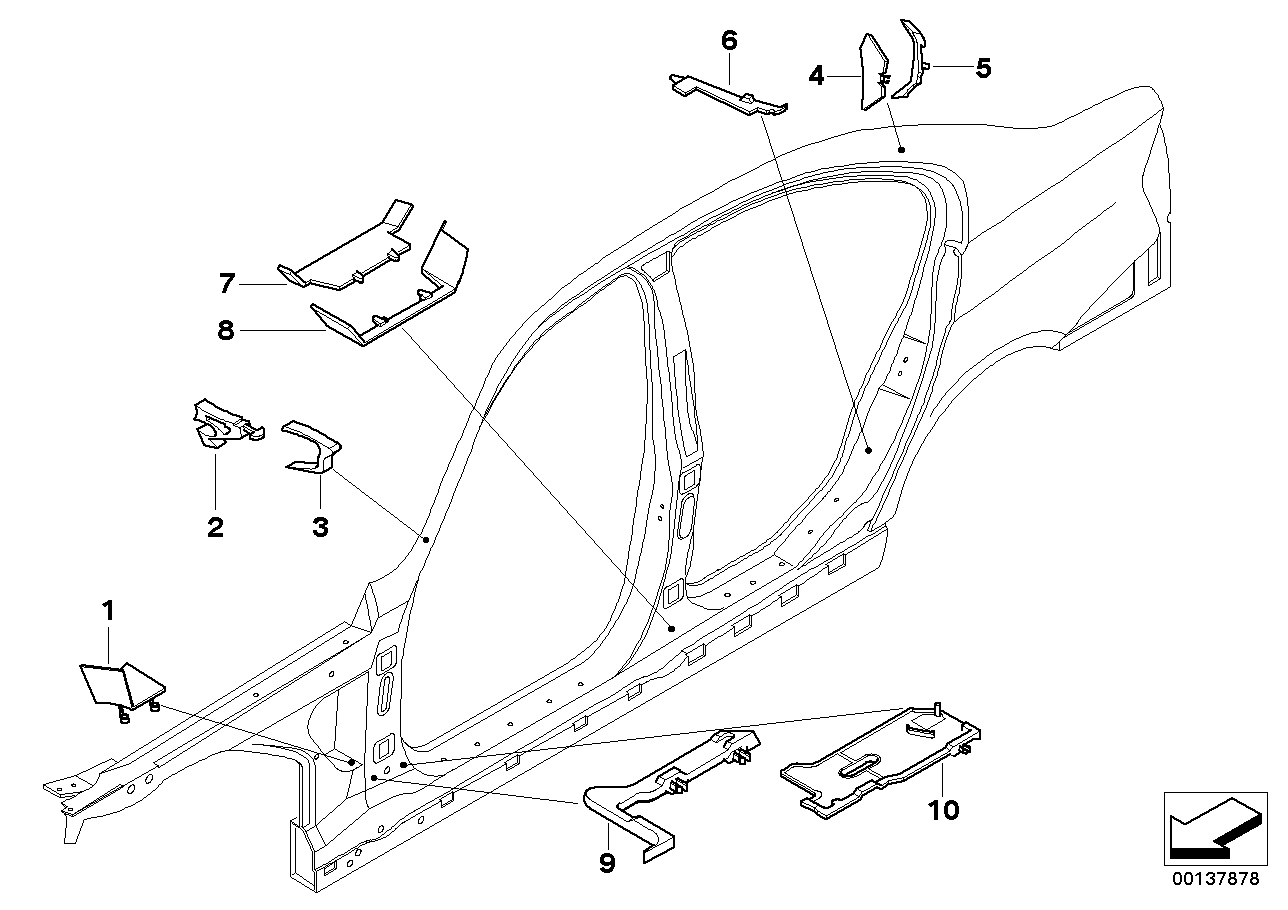Genuine BMW 41217062371 E90 E91 Molded Part F Entrance Rear Left (Inc. 320xd, 325xi & 323i)