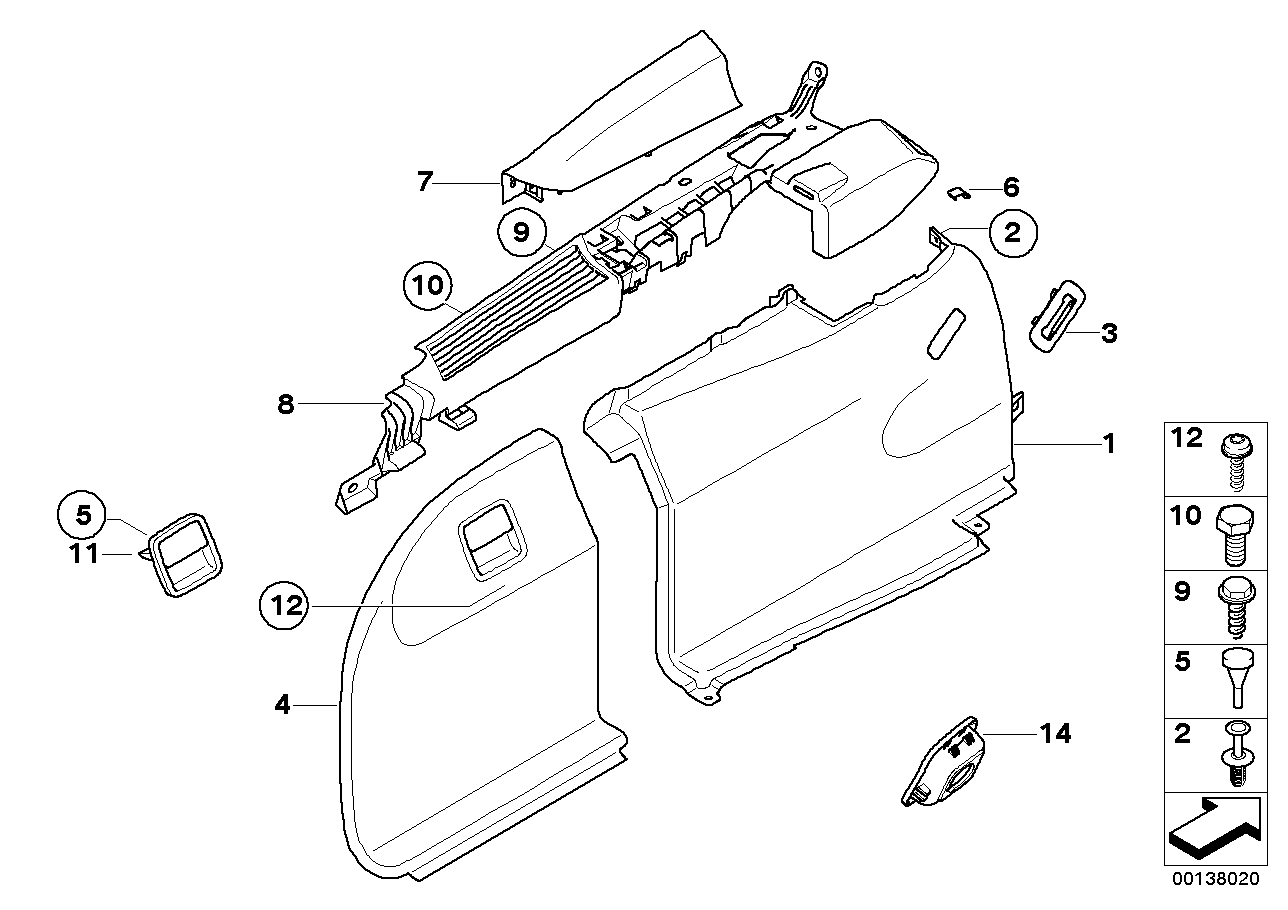 Genuine BMW 51477131328 E61 Cover Seat-Back Clip, Right GRAU (Inc. 525i, 525d & 525xd)