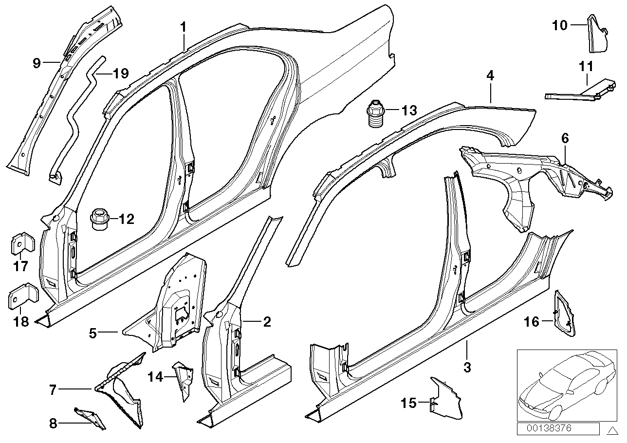 Genuine BMW 41218203781 E39 Molded Part F Entrance Rear (Inc. 540i, M5 & 530i)