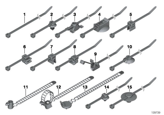 Genuine BMW 61139200225 E89 E64 Cable Strap With Bracket L=200mm (Inc. 545i, Hybrid 7 & X3 28iX)