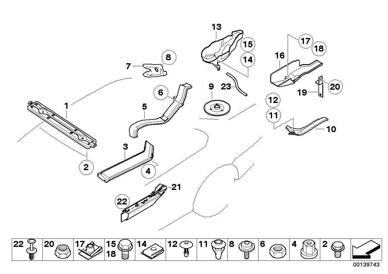 Genuine BMW 51718223441 E66 Holder, Spare-Wheel Bracket (Inc. 730Ld, 745d & 740Li)