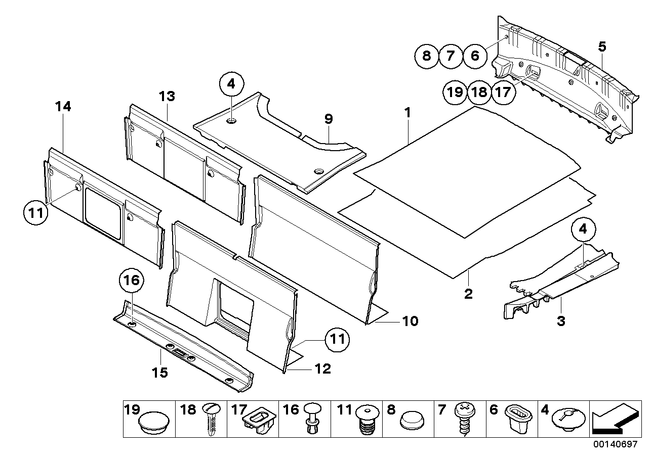 Genuine BMW 51476978051 E63 Trunk Partition Trim Panel ANTHR.-MELANGE (Inc. 645Ci, 650i & 630i)