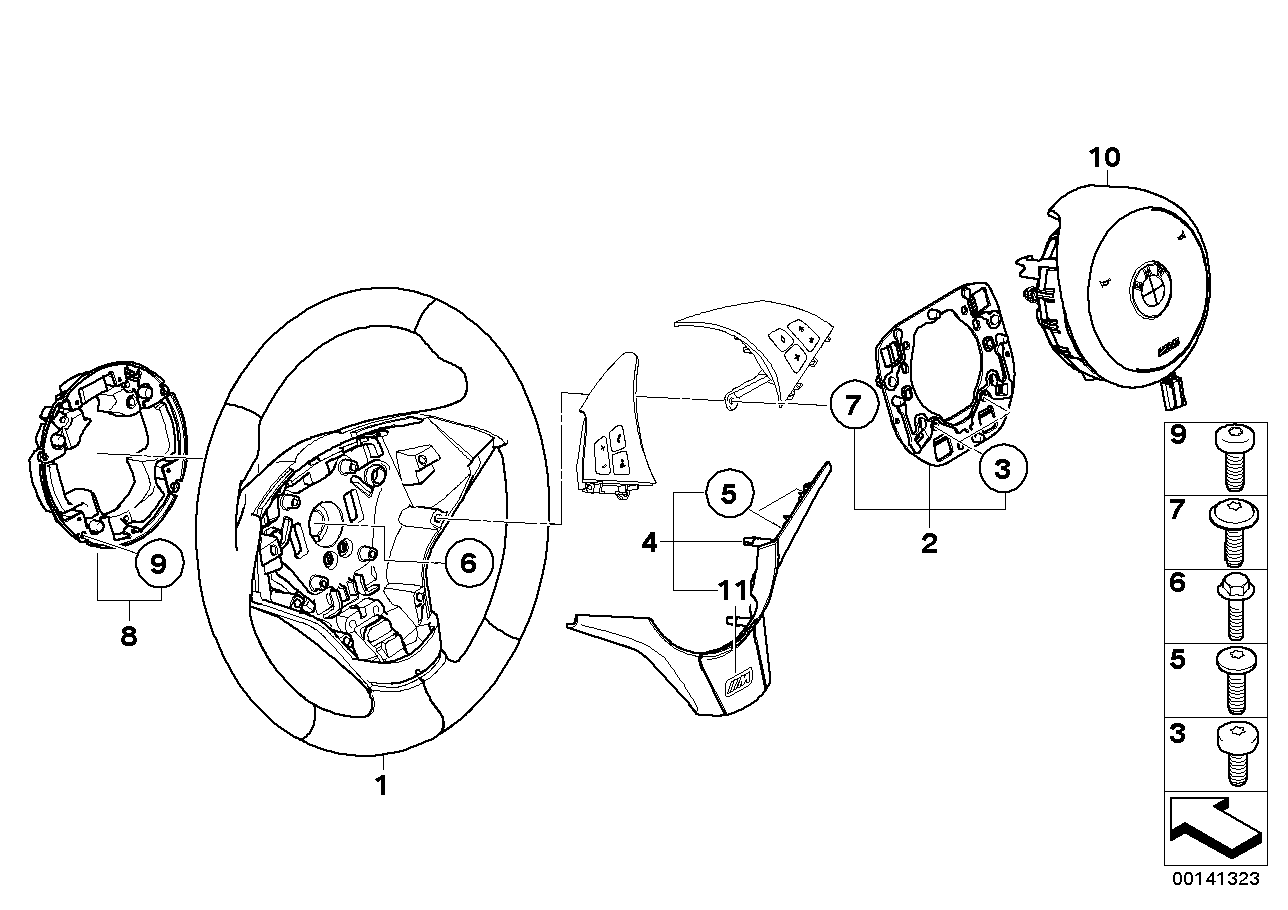 Genuine BMW 32342283937 E60 E63 E64 M Sports Steer.-Wheel, Airbag, Leather SCHWARZ (Inc. M5 & M6)
