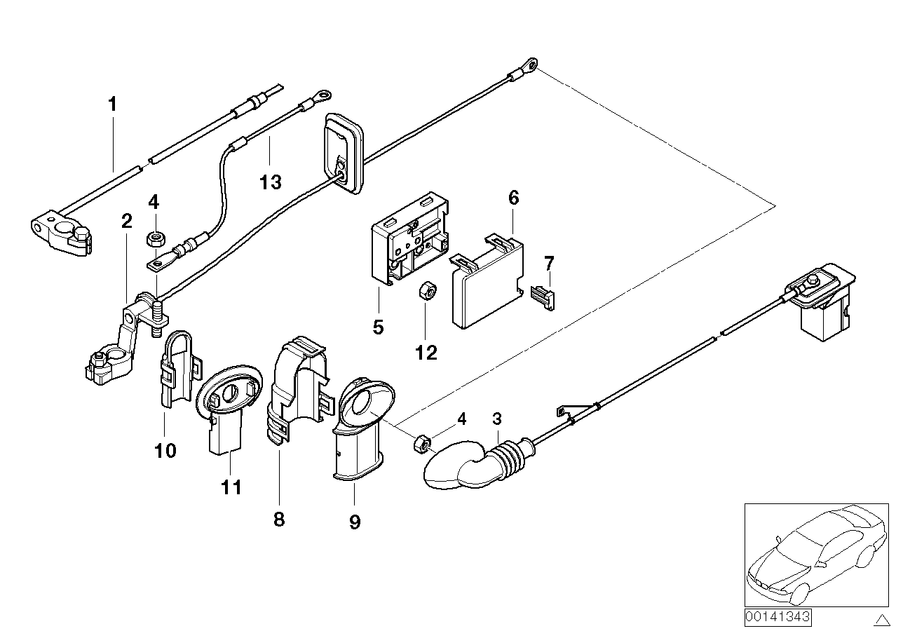 Genuine BMW 61128368714 E46 Battery Cable (Plus Pole) SBK (Inc. 328Ci, 316Ci & 323Ci)