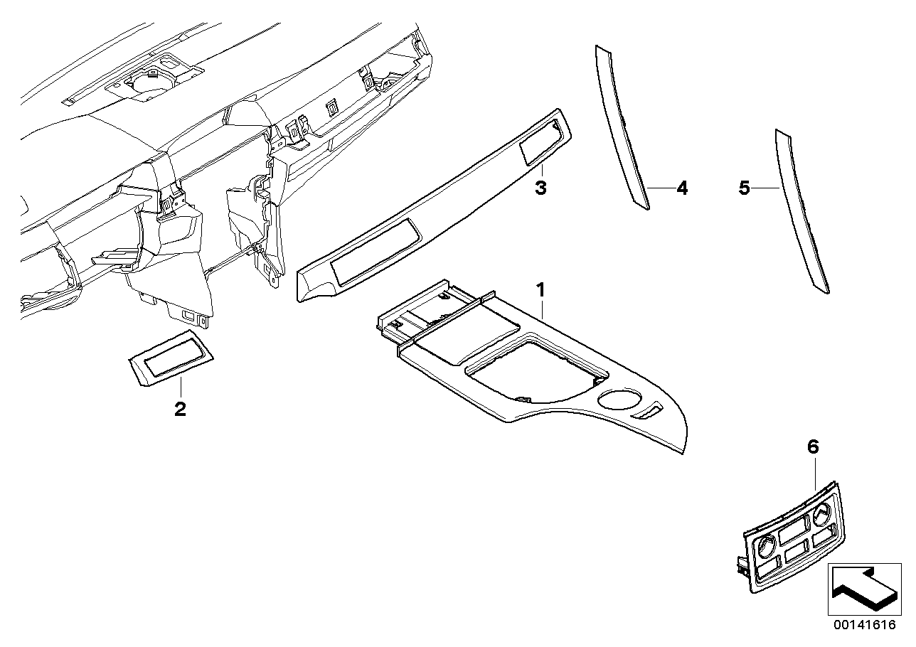 Genuine BMW 51167970239 E60 E61 Cover Centre Console, Rear PIANOLACK SW (Inc. 535i, 550i & 535xi)