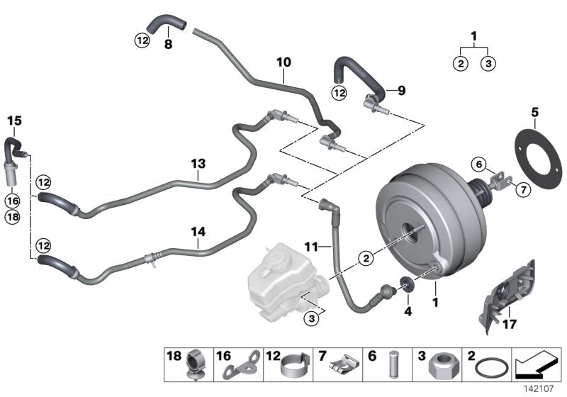 Genuine BMW 34336768045 E93 E90 E92 Hose (Inc. 325d, 335d & 330xd)