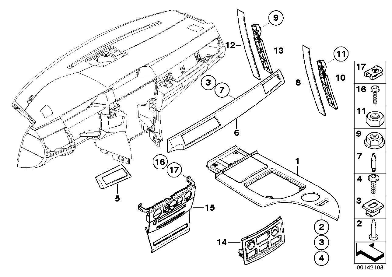 Genuine BMW 51166951150 E60 E61 Cover, Poplar Woodgrain, Center Console DUNKEL (Inc. 525i, 520i & 535xi)
