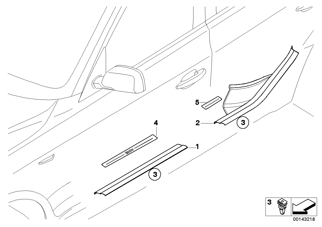Genuine BMW 51473404761 E83 Cover Strip, Entrance Rear Left BASALTGRAU (Inc. X3)