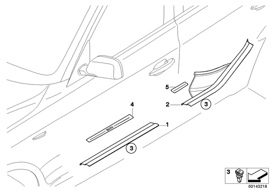 Genuine BMW 51473404761 E83 Cover Strip, Entrance Rear Left BASALTGRAU (Inc. X3)