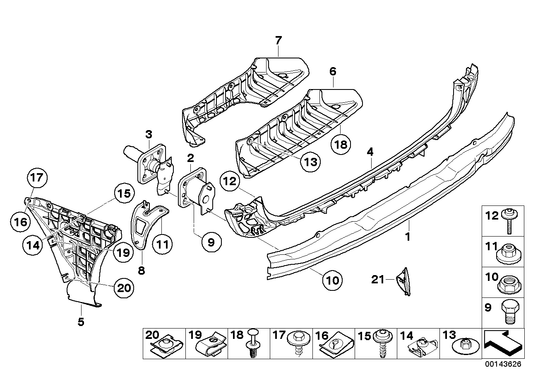 Genuine BMW 51127060796 E61 Mount, Bumper Rear Right (Inc. 535d, 520i & 550i)