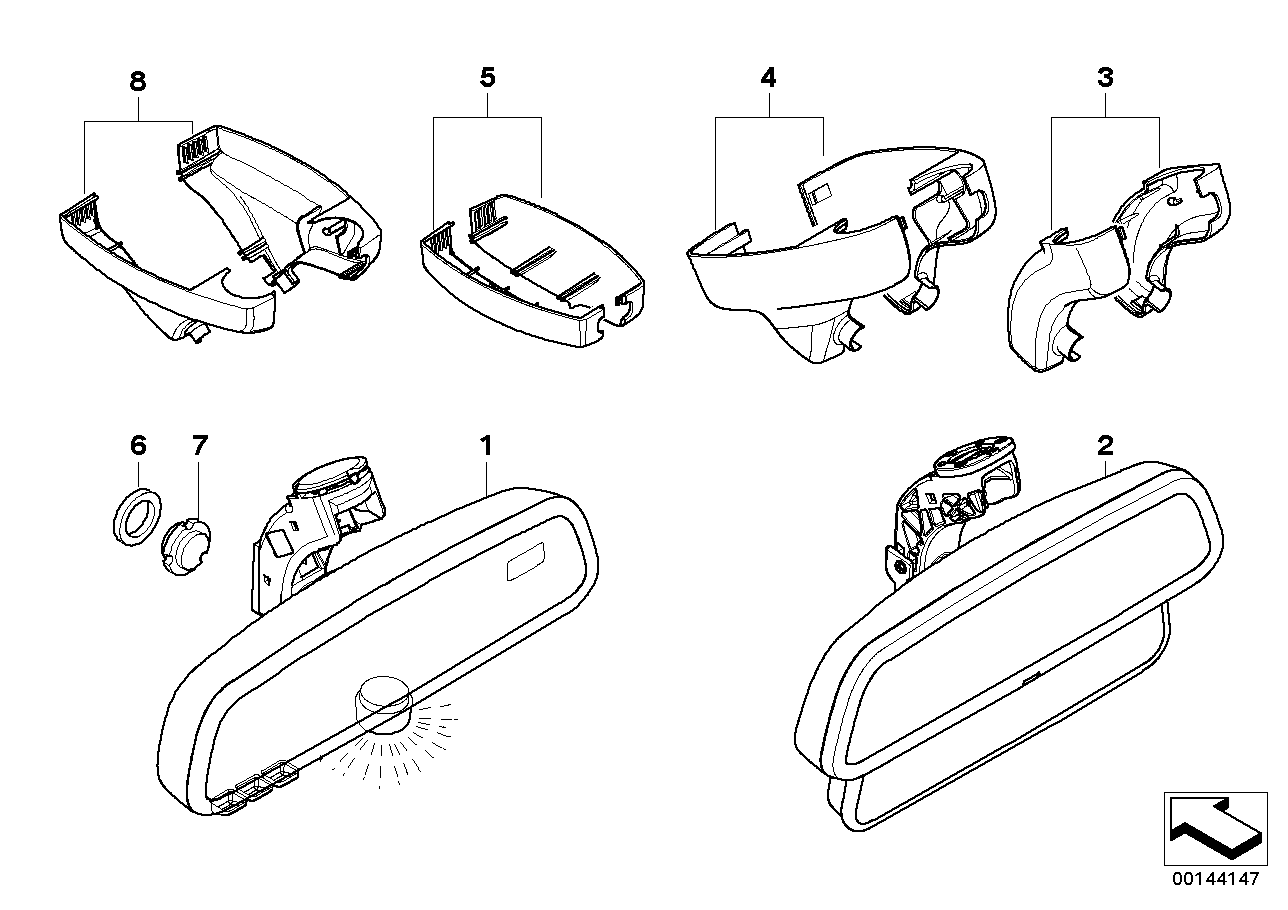 Genuine BMW 51169134360 E60 E92 E91 Tandem Interior Mirror (Inc. 330i, 540i & 320i)