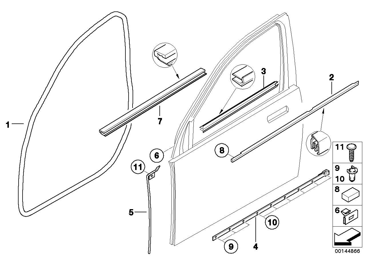 Genuine BMW 51417024307 E66 E65 E67 Interior Left Front Moulding (Inc. 735i, 745Li & 760i)
