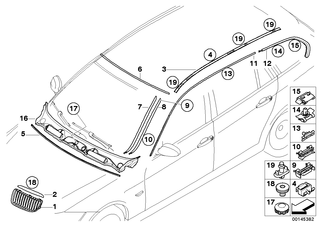 Genuine BMW 51137220202 E91 Molding, Side Frame, Rear Right GLANZSCHWARZ (Inc. 325d, 318d & 330d)