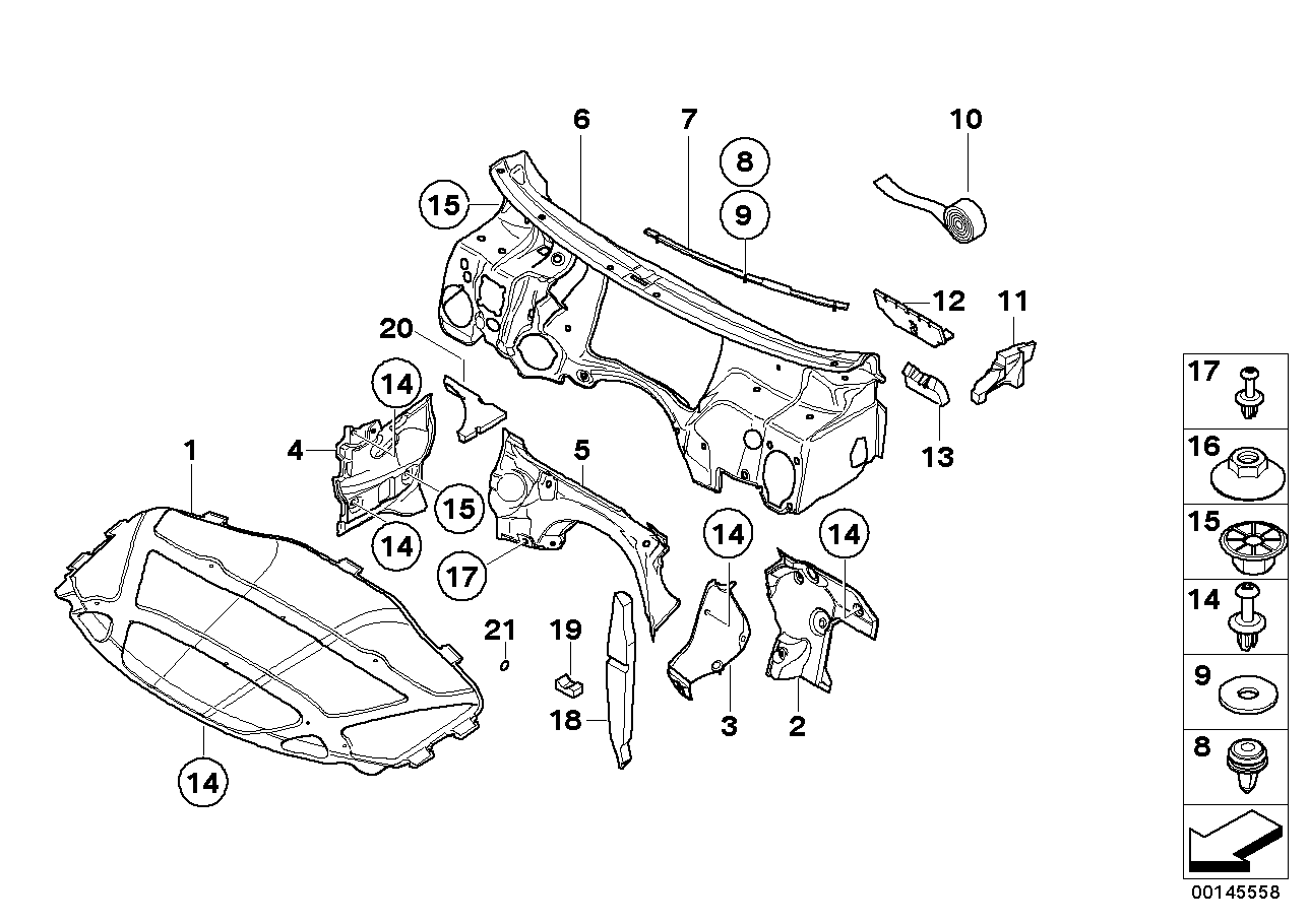 Genuine BMW 41003414717 E83 Sound Insulation,Engine Compartm.,Right (Inc. X3)