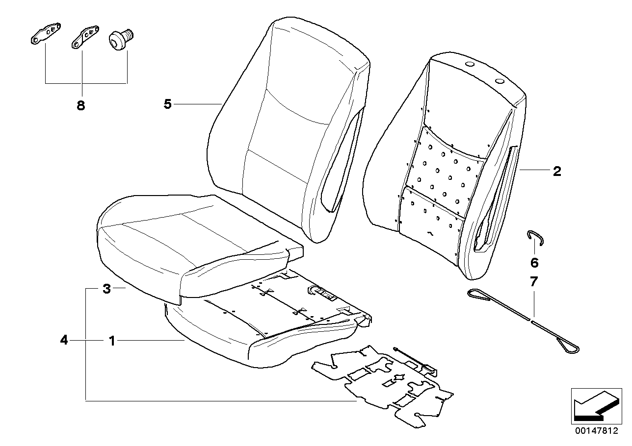 Genuine BMW 52107251607 E82 E88 Upholstery, Base Seat, Leather, Right GRAU (Inc. 128i & 135i)