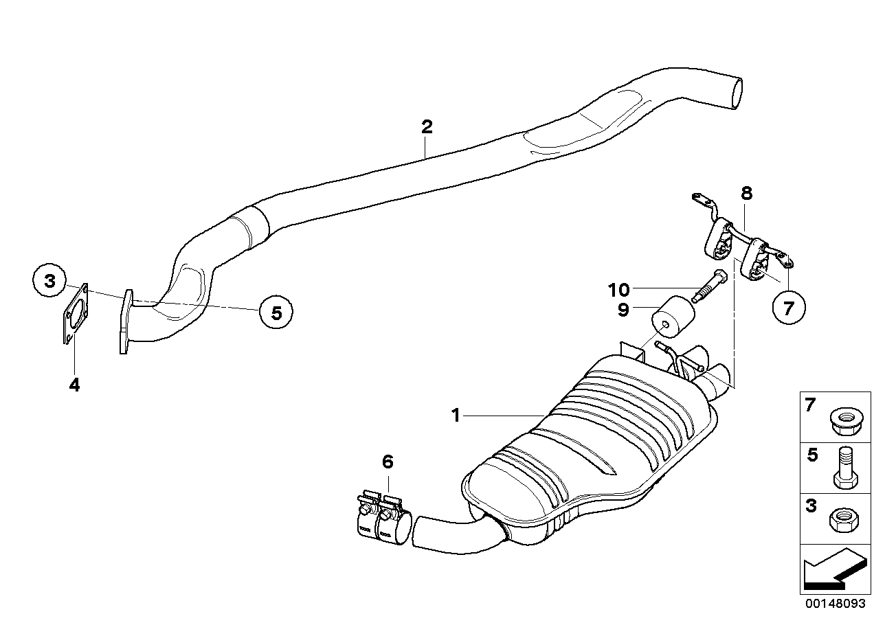 Genuine BMW 18303419523 E83 Rear Muffler (Inc. X3 2.0d)