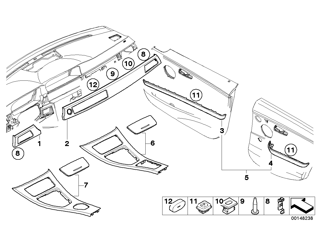 Genuine BMW 51167137478 E90 E91 Set Decorative Strips, Poplar Woodgrain (Inc. 325d, 320xd & 323i)