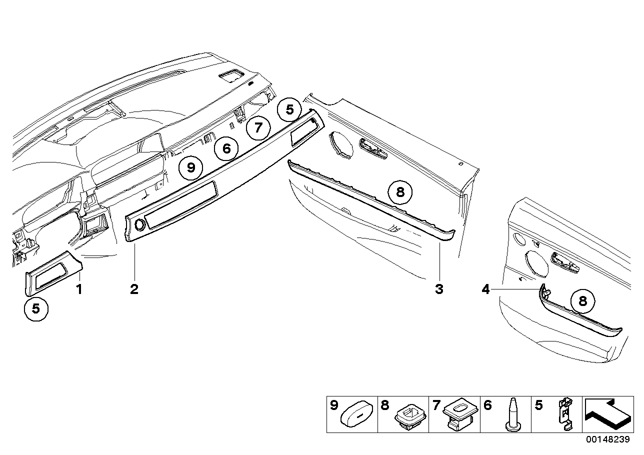 Genuine BMW 51428036686 E90 Decorative Strip, Door Rear Right TITAN SHADOW (Inc. M3)