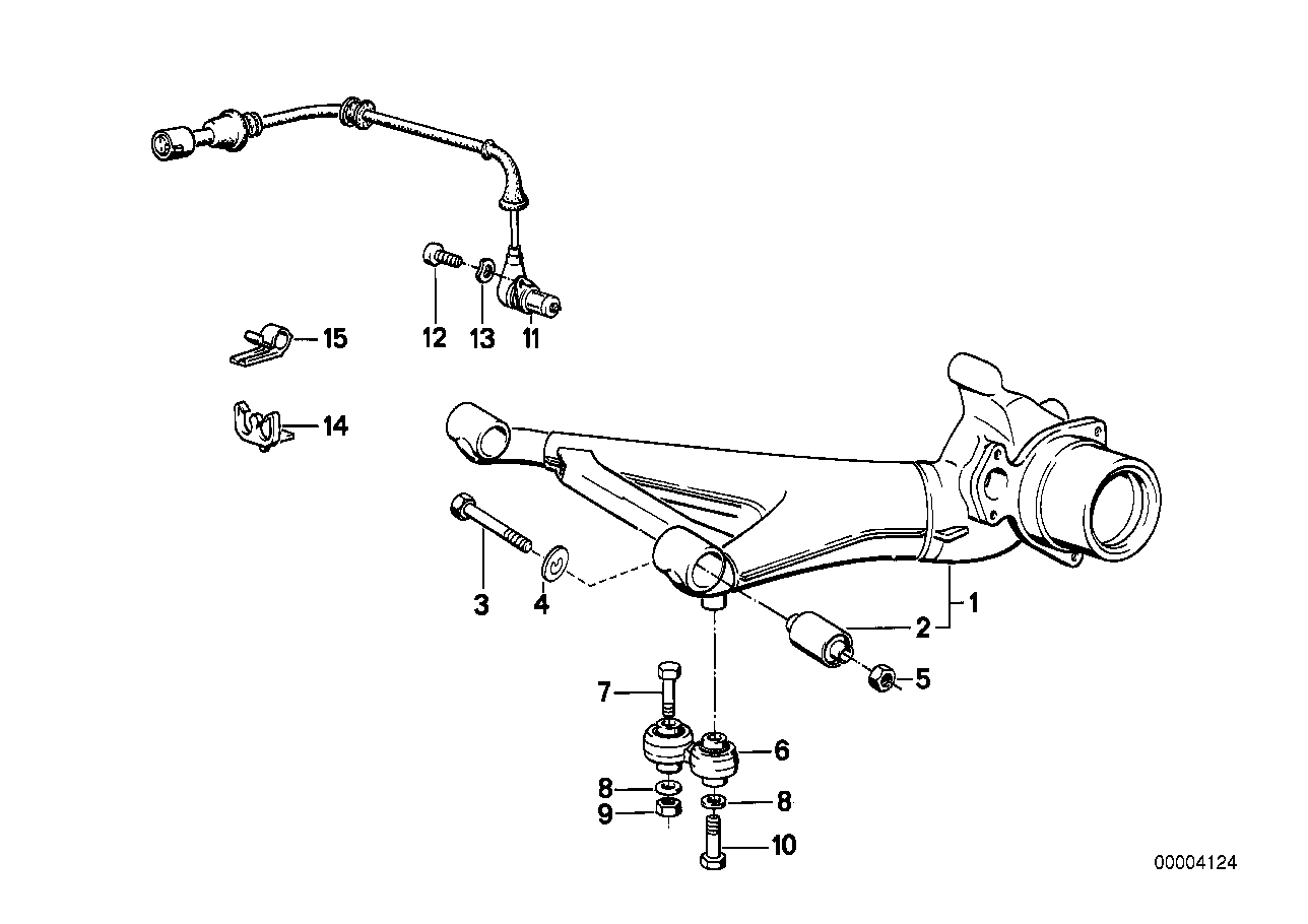 Genuine BMW 33321137838 E34 E32 Trailing Arm, Right (Inc. 750i& M5)